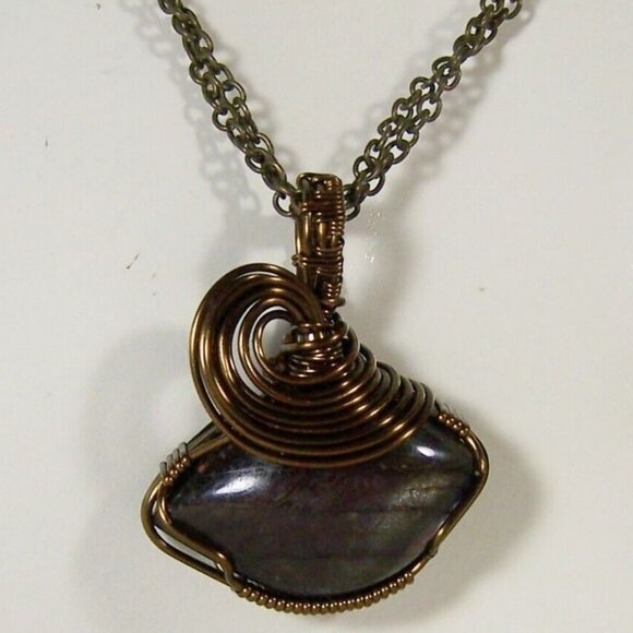 Artisan Design Copper Wire Wrapped Labradorite Pendant Necklace Jewelry OOAK - Picture 3 of 10